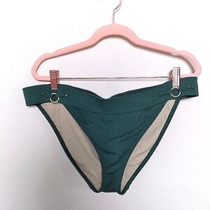 Victoria's Secret Jewel Tone Green Bikini Bottoms with Gold Tone Embellishments